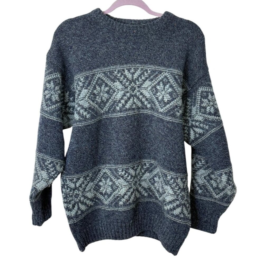 Vintage BHS Menswear Wool Nordic Style Sweater Made In Scotland Oversized Size S